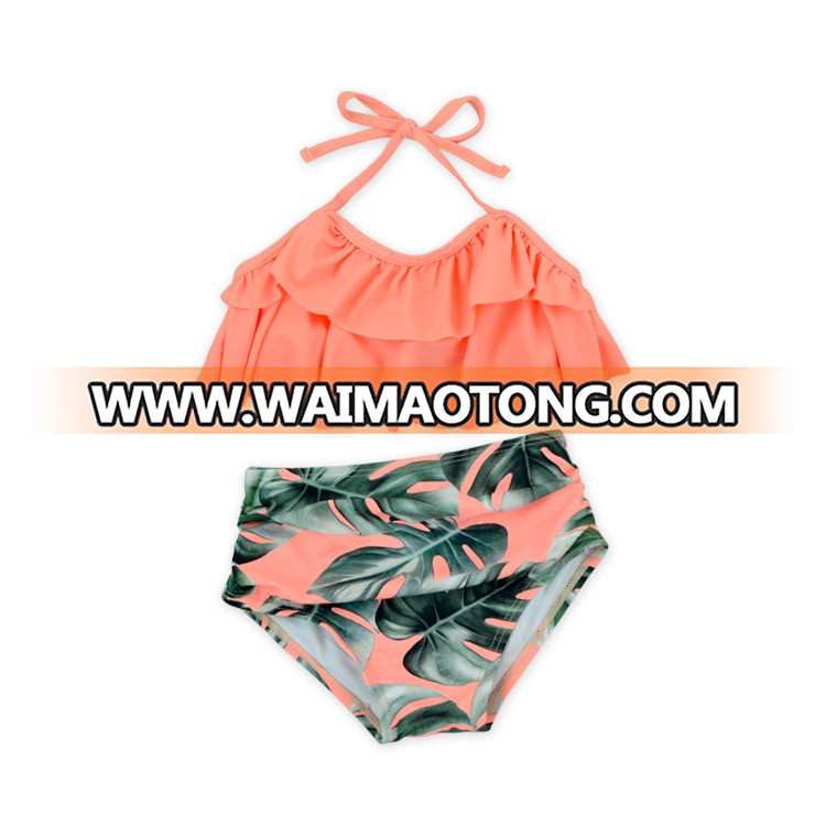 2018 New Design Two Piece Halter Sexy Kids Beach Swimwear Bikini